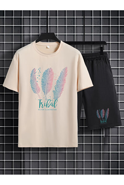 Rayan & Hoor Style Special Printed Top and Bottom Shorts T-Shirt Set- Oversiz...