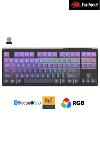 Sarftech Freewolf M87 PBT Tuş Mebran Triple Bağlantı Modu Reinbow Aydınlatmal...