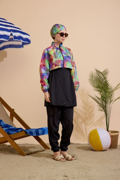 GAVLİA Women's Hijab Swimsuit 3-Piece Set Full Coverage Zippered..