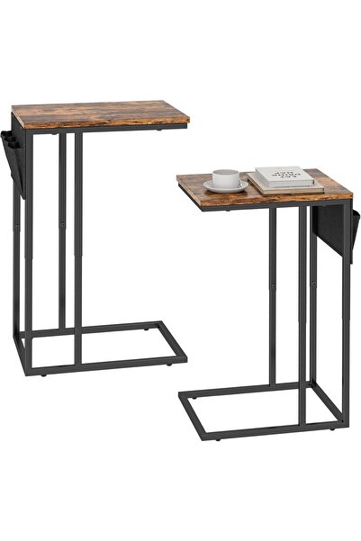 Livofloral Set de 2 măsuțe laterale în formă de C 40x30x64 cm, cadru metalic,...