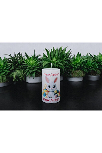 OEM Decorative Easter Candle 10x6 cm, 250g, Bunny with Eggs Pattern, "Happy E...
