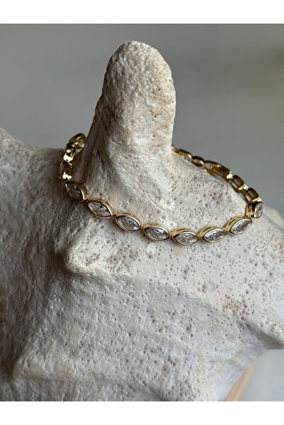 lotusbybuket Stainless Steel Gold Bracelet with Drop Zircon Stones