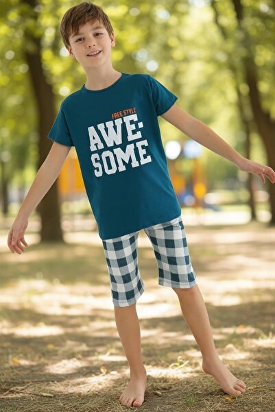 Ercahome tekstil Yazlik Plaid Pattern Boy 9/15 Years Old