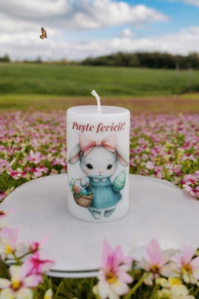 OEM Easter Decorative Candle 10x6 cm, 250g, Bunny Girl with Basket Pattern, "...