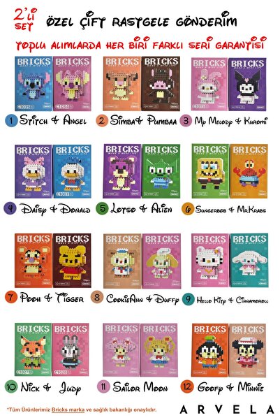 Arvela En Sevilen 2'li Set Bricks Lego Mini Figür Kutulu Gönderim - Rastgele