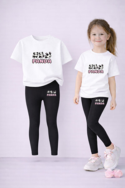 LORVEX Girl's Set T-Shirt and Stretchy Leggings Set 100% Cotton Panda Printed...