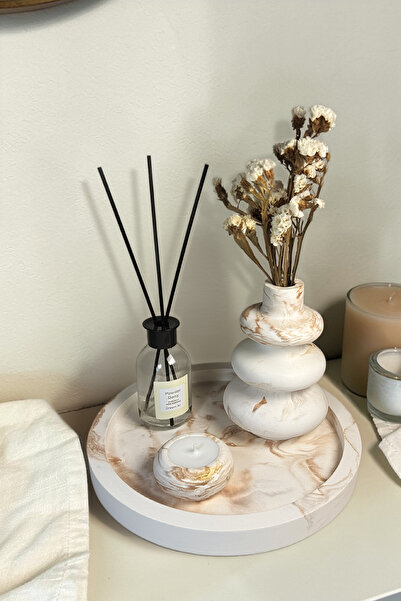 MORF Design MERMER Serisi Dekoratif Yuvarlak Tepsi | Çok Amaçlı Organizer | 4...