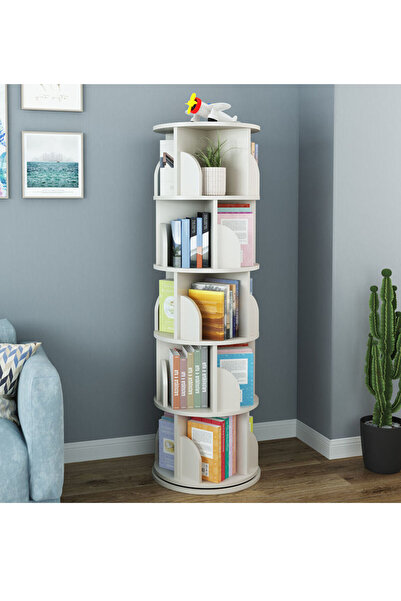 SANİTER SPIN Rotating Shelf, 5 Levels, White and Gray