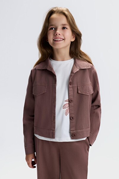 nk kids Girl's 8-14 Years Old Tencel Fabric Transitional Jacket Brown