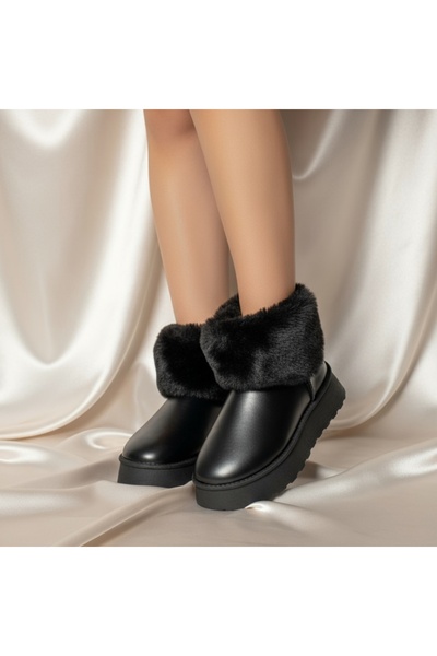 Modlet.ro Ghete scurte negre pentru femei, model UGG, MOD12593