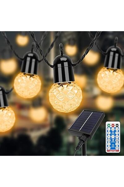 SSL Șnur luminos solar pentru exterior sylvwin G40, 15 m, 25 LED-uri, 8 modur...