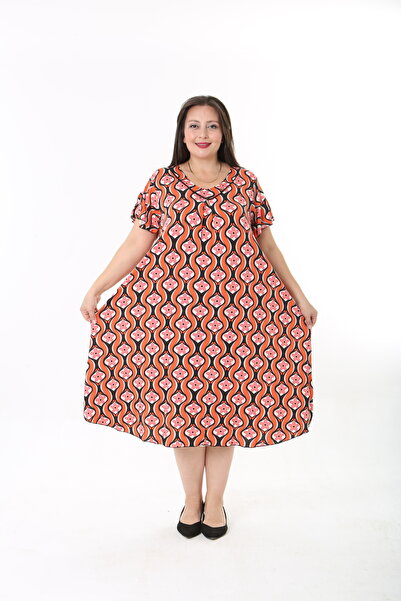 XL Modam Women's Lycra Patterned Plus Size Dress