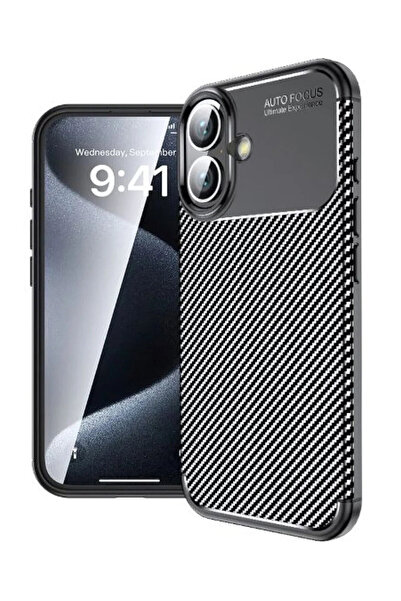 VERTEK Carbon AutoFocus Silicone Case compatible with Apple iPhone 16 - Black