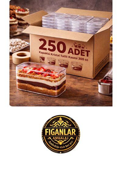 figanlar ambalaj Kapaklı Kristal Dikdörtgen Tatlı Kasesi 300 cc – Şeffaf Priz...