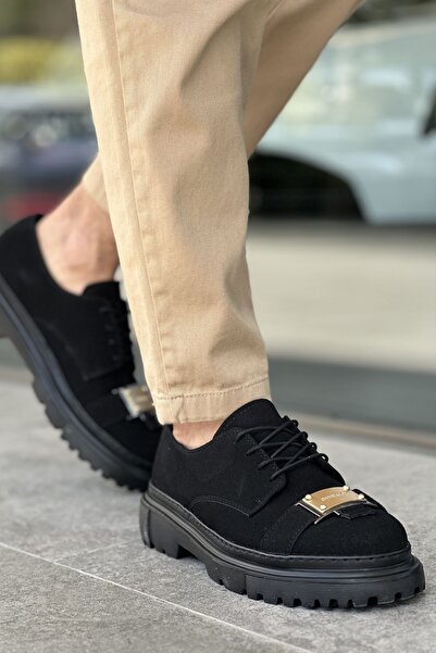 Mhoda Shoes Rlx-2402 Cools Men's Daily Lace-Up Suede Classic Shoes Sst Black