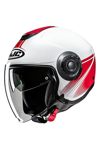 HJC İ40N Vision MC1 Yarım Motosiklet Kaskı Beyaz Kırmızı