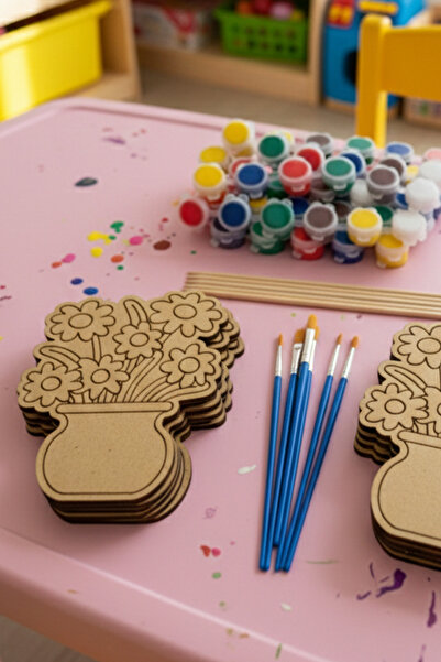 Notpa 10’lu Saksı Boyama Seti – Çocuklar İçin Ahşap DIY Boyama Aktivite Kiti ...