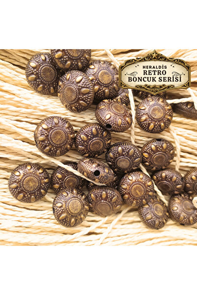 CSG BAZAAR خرز بلاستيكي دائري عتيق الطراز، سلسلة ريترو، 10 قطع - MCRTRO-01 لص...