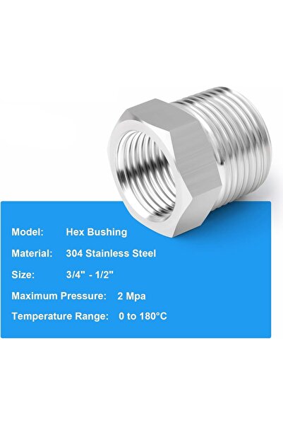 genric 3/4" x 1/2" Reducer Bush, Used for Washing Machine | Dishwasher Hose Pipe Fitting Connector Adapter