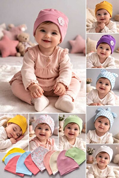 neocotton 5 Pieces of Surprise Mixed Baby Kids Combed Cotton Beanies (Package...