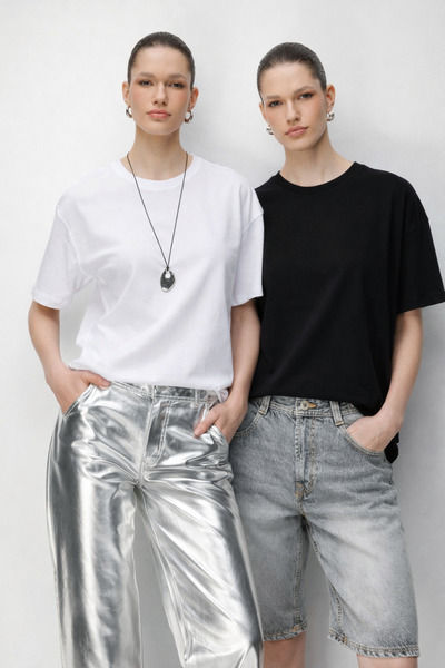 Mixray 48522 Жіноча футболка оверсайз базового розміру зі 100% бавовни з розр...