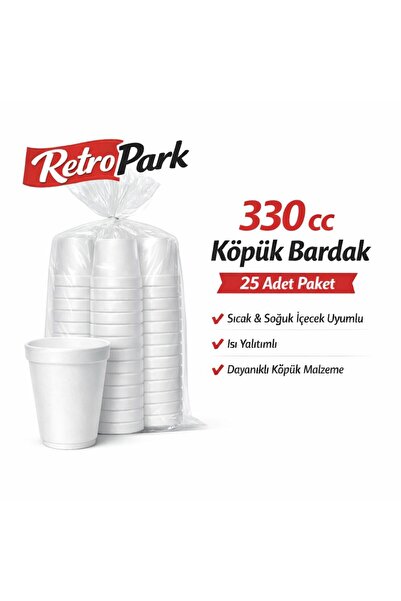 RetroPark KÖPÜK BARDAK 330CC TEK KULLANIMLIK 25 LI PAKET