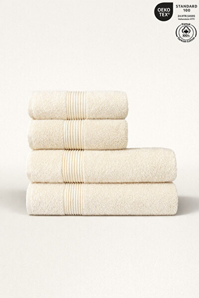 Ellaline طقم مناشف حمام مكون من 4 قطع 100% معتمد قطن 100%، طقم مناشف بوردر مخ...