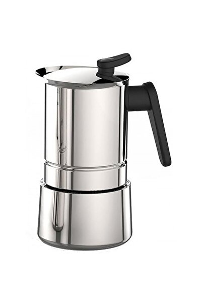 FeyzaDesign Paslanmaz Çelik Moka Pot 4 Cup, Şık ve Dayanıklı Kahve Makinesi