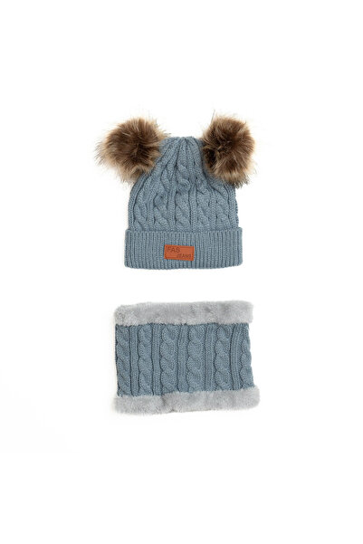 melvelo Set Crochet knitted cap with two detachable moats and fur scarf, chil...