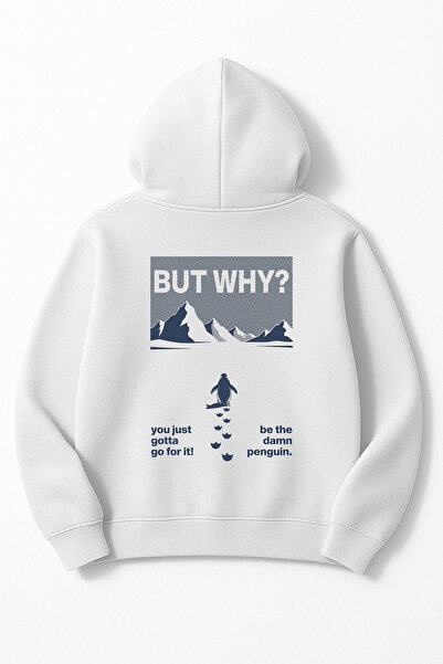 Altair Tr Oversized Unisex but Why Penguin Printed Hooded Sweatshirt