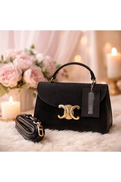 DeRosa Mooff Buckle Suede Bag Black