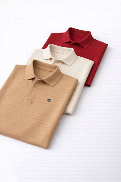 COMBİNE MİCHAİL Men's Daily Trend Loose 3-Piece Polo Collar T-Shirt