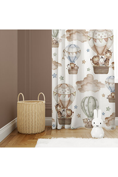 abathome Sevimli hayvanlar ve balon desenli,dijital baskılı çocuk odası çift ...