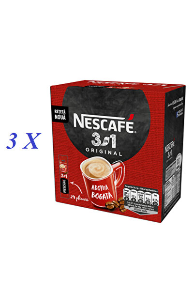 Nescafe 3in1 Original Instant Coffee 24 x 15.5 g - 3 pcs (three boxes)