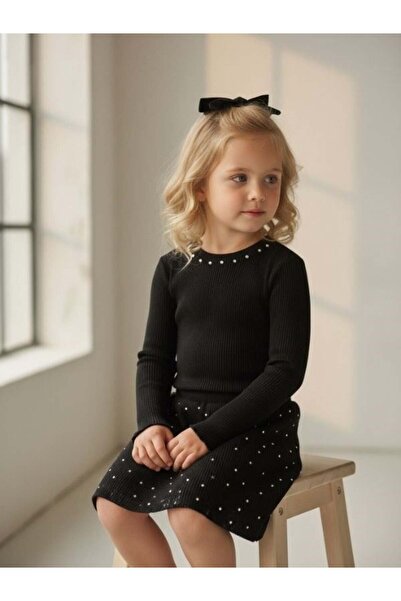 Zekids Bluză pentru fetiță din bumbac cu mânecă lungă brodată cu piatră K tri...