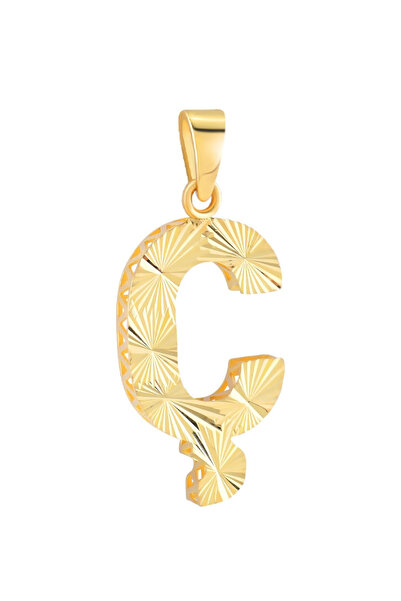 AcestesDesign 925 Ayar Gümüş Ç Harf Lazer Kalemli Parlak 1,8 cm Harf Kolye