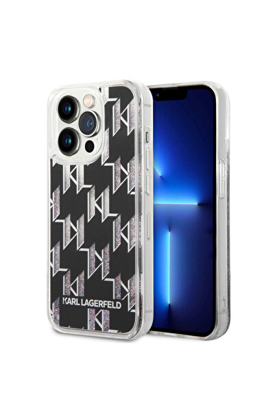 Karl Lagerfeld Carcasă rigidă pentru iPhone 14 Pro cu sclipici lichid, monogr...