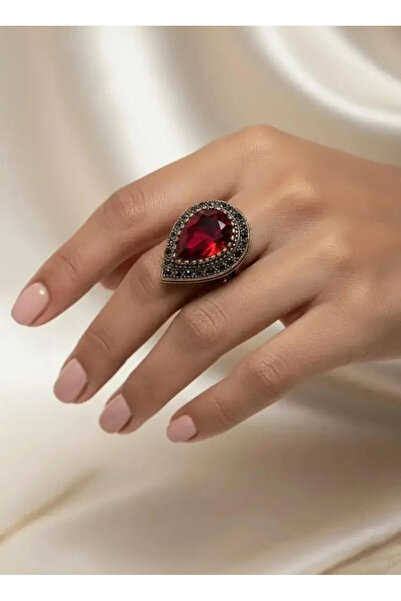 Dorvina Bronze Jewelry Authentic Red Crystal Stone Damla Hürrem Model Adjusta...