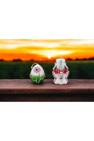 OEM Set Lumanari Handmade Paste 2 Buc, Ou 10 cm + Sculptata 13 cm, Parfum Fru...