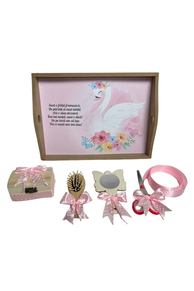 Your Baby Store Set tavita pentru taiere turta la fetite– roz cu lebada