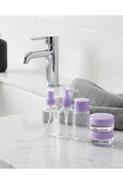 Marsilyan ieg ™   طقم حمام للسفر مكون من 5 قطع، مجموعة زجاجات شفافة محمولة سع...