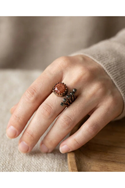 Dorvina Bronze Jewelry Brown Star Stone Front Adjustable Round Cut Antique Vi...