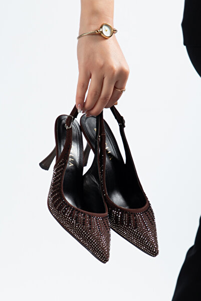 rephro store Party Women's Bitter Brown Stone Detailed Daily Comfortable Open...