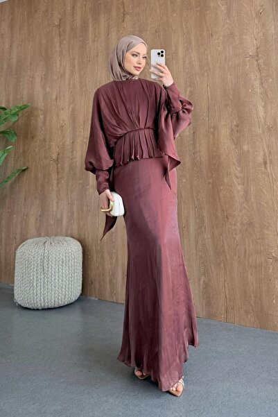 Şulemoda Giyim Janjan Yarasa Evening Dress Dusty Rose