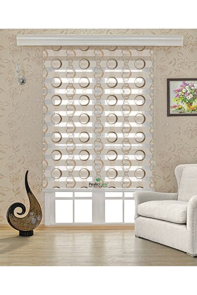 BASKICINIZ Geometrik Halka Desenli Modern Zebra Perde – YZN-518