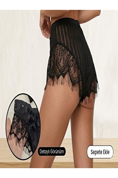 aryam butik Ψηλόμεσο βραζιλιάνικο τάνγκα με Δαντέλα κορδόνια στο πλάι Διαφανέ...