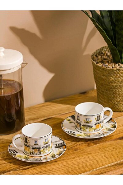 LC Waikiki Mixed Printed Porcelain Coffee Cup Set for 2 Persons 90 ml (S6)