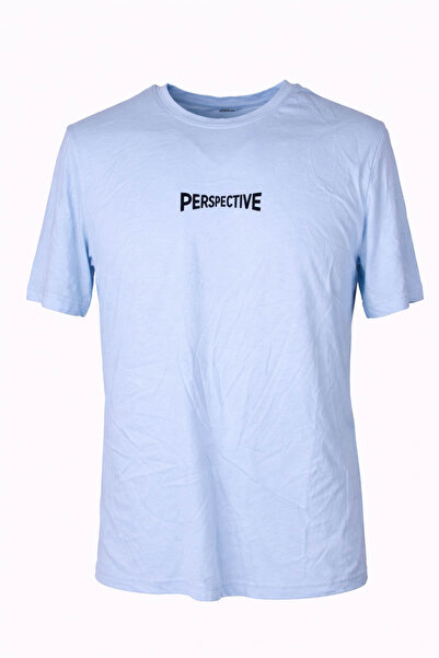 trender 26Y595000005 Light Blue Men's T-Shirt Perspevtive O Neck Printed