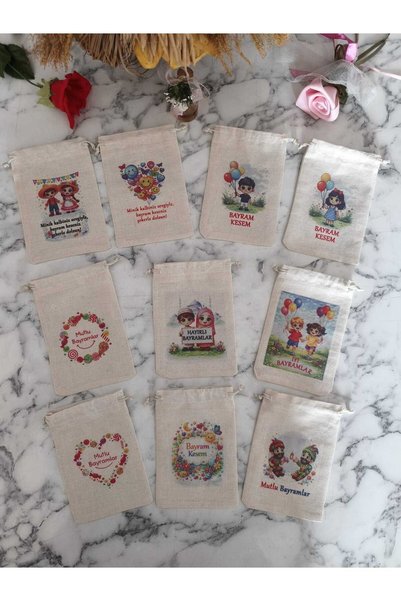 adilstore Bayram Kesesi 1 ADET 10x14cm-Ham Bez Üzerine Sublimasyon Baskı)