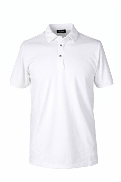 trender 26Yss9000025 White Men's T-Shirt with Buttons